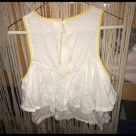 White and Yellow Ruffle Crop Top - Picture 2 of 2